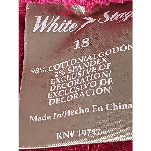 White Stag Capri Pants PLus Size 18 Embroidered Tulips Fushsia Pull ON Stretch - Picture 4 of 9